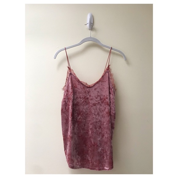Kimchi Blue Pink Velvet Lace Trim Tank - Picture 1 of 1